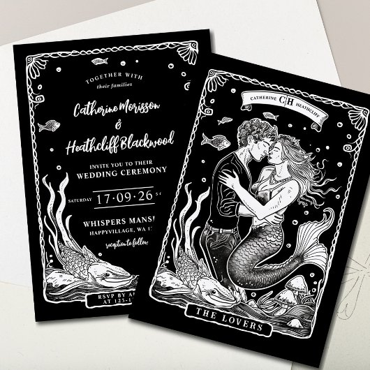 Zeemeermin liefde | Tarot bruiloft uitnodiging
