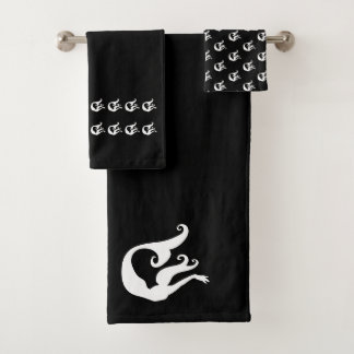 Zeemeermin liefhebbers Zwart en wit badhanddoek se Bad Handdoek
