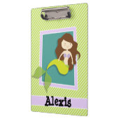 Zeemeermin; Lime Green & White Stripes Klembord (Links)