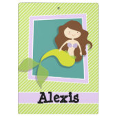 Zeemeermin; Lime Green & White Stripes Klembord (Achterkant)