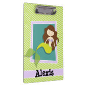 Zeemeermin; Lime Green & White Stripes Klembord (Rechts)