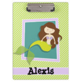 Zeemeermin; Lime Green & White Stripes Klembord (Voorkant)