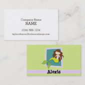 Zeemeermin; Lime Green & White Stripes Visitekaartje (Voorkant / Achterkant)