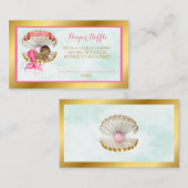 Zeemeermin Luier Raffle Shell Afro-Amerikaans Informatiekaartje (Voorkant / Achterkant)