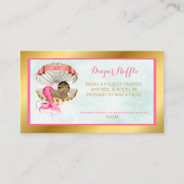 Zeemeermin Luier Raffle Shell Afro-Amerikaans Informatiekaartje