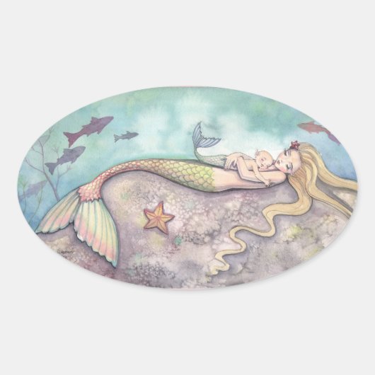 Zeemeermin Lullaby Fantasy Art Stickers (Voorkant)