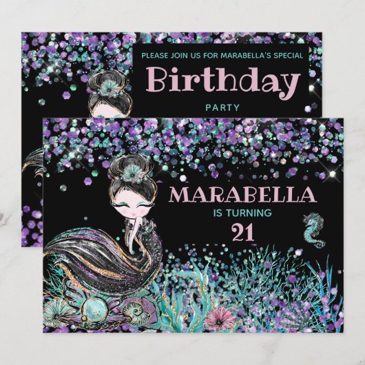 *~* Zeemeermin LUXE 21 GLAM onder de Zee van de ge Kaart (Voorkant / Achterkant)