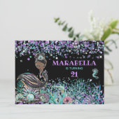 *~* Zeemeermin LUXE GLAM onder het Zee 21 verjaard Kaart (Staand voorkant)