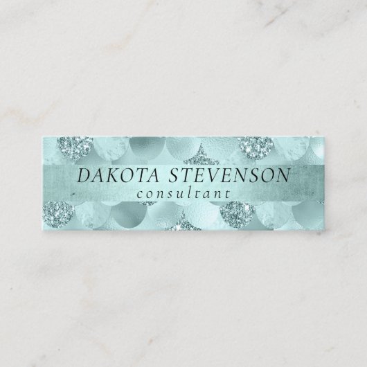 Zeemeermin Luxe schaal | Zeevruchten Mint Groene B Mini Visitekaartje (Voorkant)