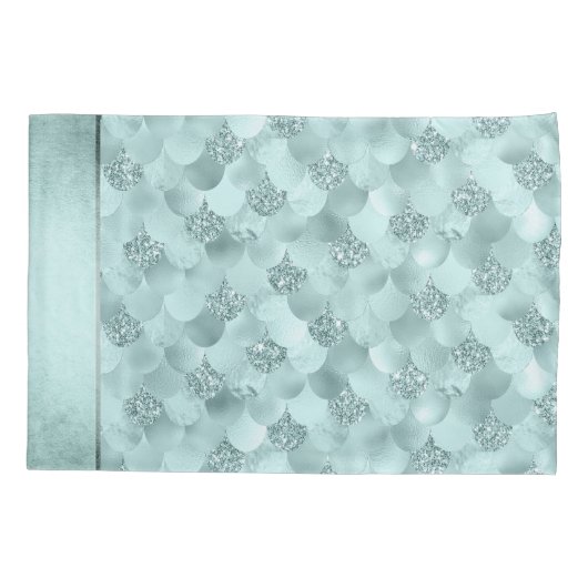 Zeemeermin Luxe schaal | Zeevruchten Munt Green Aq Kussensloop (Achterkant)