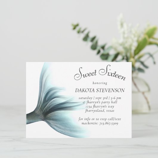 Zeemeermin Luxe | SeaFoam Mint Green Luster Verjaa Kaart (Staand voorkant)