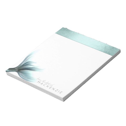 Zeemeermin Luxe Staart | Zeeschuim Mint Green Aqua Notitieblok (Linkerzijde)