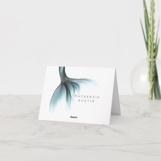 Zeemeermin Luxe Staart | Zeeschuim Mint Green Aqua Notitiekaartje (Achterkant)