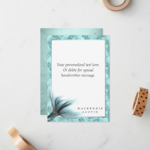 Zeemeermin Luxe Staart   Zeeschuim Mint Green Aqua Notitiekaartje