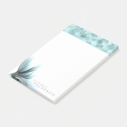 Zeemeermin Luxe Staart | Zeeschuim Mint Green Aqua Post-it® Notes (Schuin)