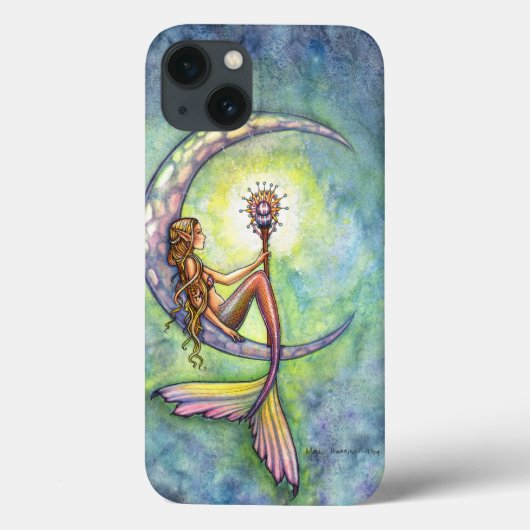 Zeemeermin Maan Fantasie Illustratie Case-Mate iPhone Case (Achterkant)
