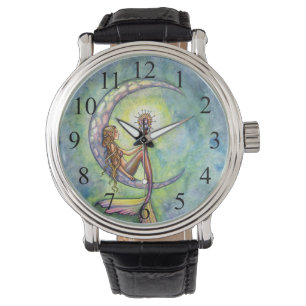 Zeemeermin Maan Fantasie Kunst Horloge