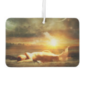 Zeemeermin maanstrand en oceaan goud bruin groen luchtverfrisser (Achterkant)