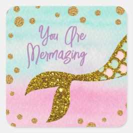 Zeemeermin Magic Vierkante Sticker