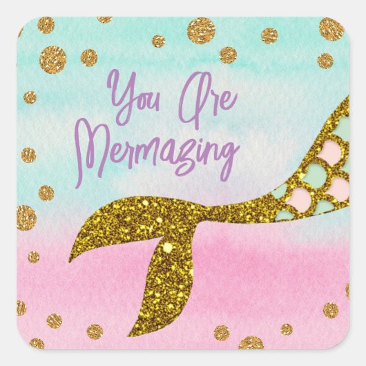 Zeemeermin Magic Vierkante Sticker (Voorkant)