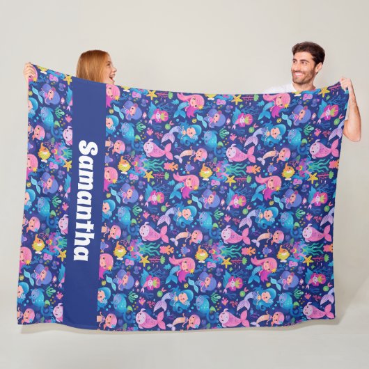 Zeemeermin magie met een gepersonaliseerde fleece deken (In situ)