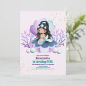 Zeemeermin magisch verjaardagsfeestje kaart (Staand voorkant)