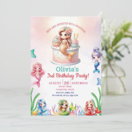 Zeemeermin Magische 3e Verjaardag Party Meisje Kaart