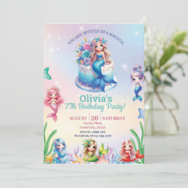 Zeemeermin magische 7e verjaardag Party Meisje Kaart