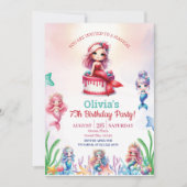 Zeemeermin magische 7e verjaardag Party Meisje Kaart (Voorkant)