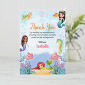 Zeemeermin Magische Verjaardag Meisje Dank u Platt Bedankkaart (Staand voorkant)