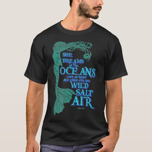 Zeemeermin Maiden Ze droomt van de oceaan Laat op T-shirt (Voorkant)