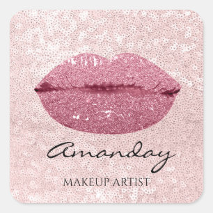 Zeemeermin make-up artiest Roos lippen naam dank u Vierkante Sticker