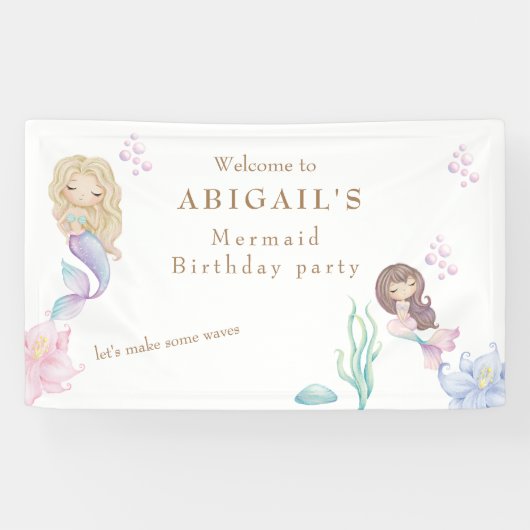 Zeemeermin maken golven verjaardagsfeestje welkom spandoek (Horizontaal)