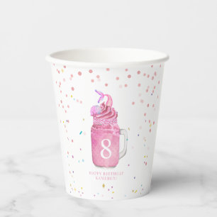 Zeemeermin Mason Jar Milkshake Meisjes Roze Verjaa Papieren Bekers