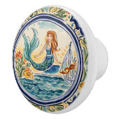 Zeemeermin mediterrane volkskunst keramische knop (Rechts)