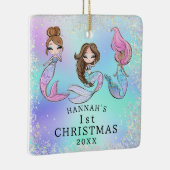 Zeemeermin Meisje 1e Kerstmis Keramisch Ornament (Rechts)