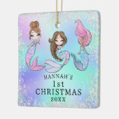 Zeemeermin Meisje 1e Kerstmis Keramisch Ornament (Links)