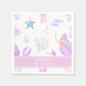 Zeemeermin Meisje 1e Verjaardag Onder het Zee Part Servet (Voorkant)