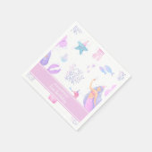 Zeemeermin Meisje 1e Verjaardag Onder het Zee Part Servet (Hoek)