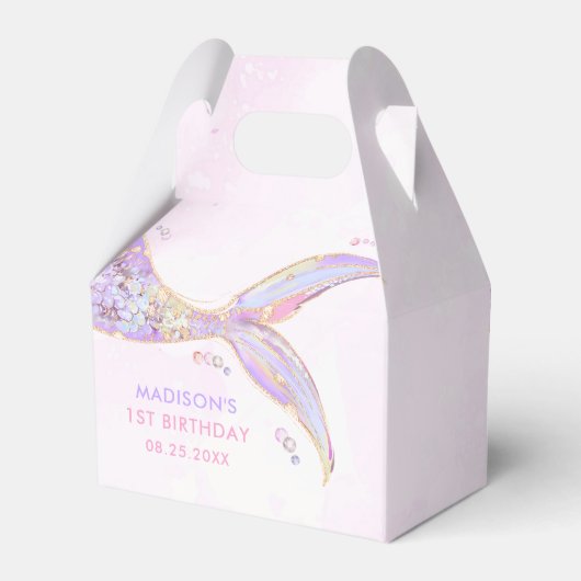 Zeemeermin Meisje 1e Verjaardagsfeest Bedankdoosjes (Achterkant)