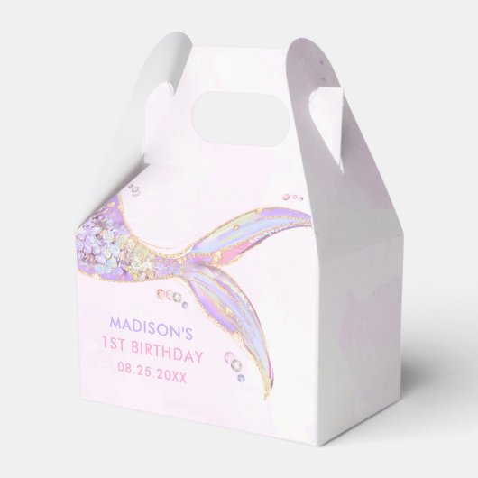 Zeemeermin Meisje 1e Verjaardagsfeest Bedankdoosjes (Voorkant Zijde)