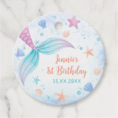 Zeemeermin Meisje 1e Verjaardagsfeest Bedankjes Labels (Voorkant)