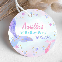 Zeemeermin Meisje 1e Verjaardagsfeest Bedankjes Labels