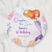 Zeemeermin Meisje 1e Verjaardagsfeest Bedankjes Labels (Voorkant)