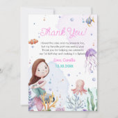 Zeemeermin Meisje 1e Verjaardagsfeest Bedankkaart (Voorkant)