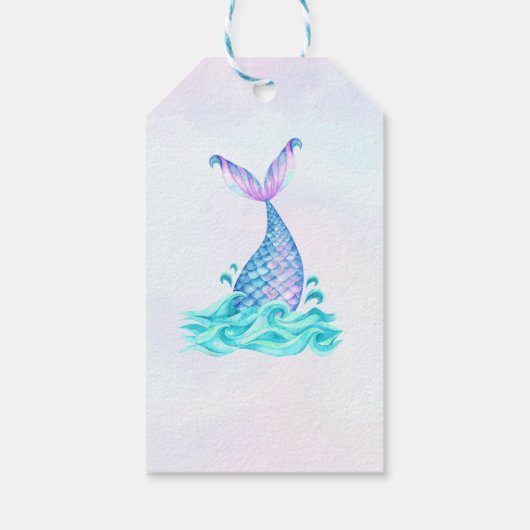 Zeemeermin Meisje 1e Verjaardagsfeest Cadeaulabel (Achterkant)