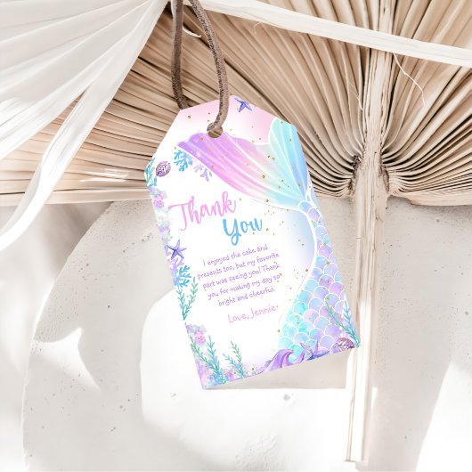 Zeemeermin Meisje 1e Verjaardagsfeest Cadeaulabel