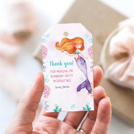 Zeemeermin Meisje 1e Verjaardagsfeest Cadeaulabel