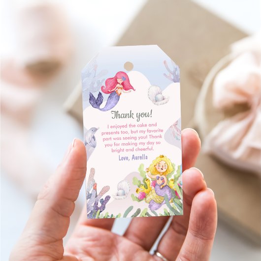 Zeemeermin Meisje 1e Verjaardagsfeest Cadeaulabel