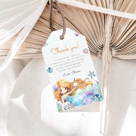 Zeemeermin Meisje 1e Verjaardagsfeest Cadeaulabel